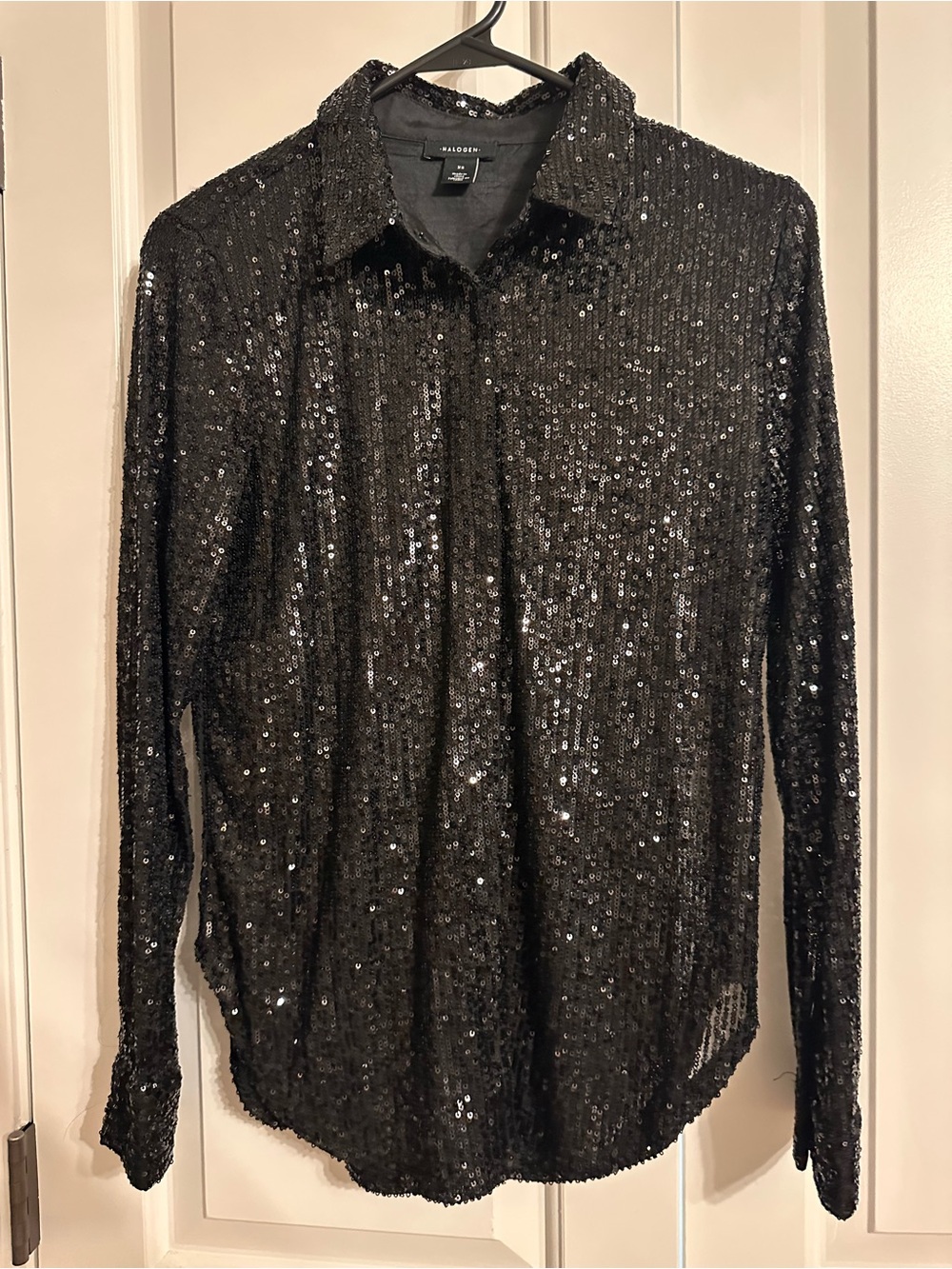 Halogen Sequin Button-Up Shirt